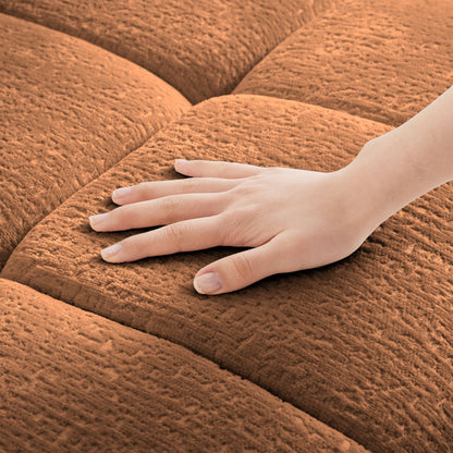 Cozy Plush 2 Seater Sofa Set With Ottomans And Throw Pillows - Burnt Orange