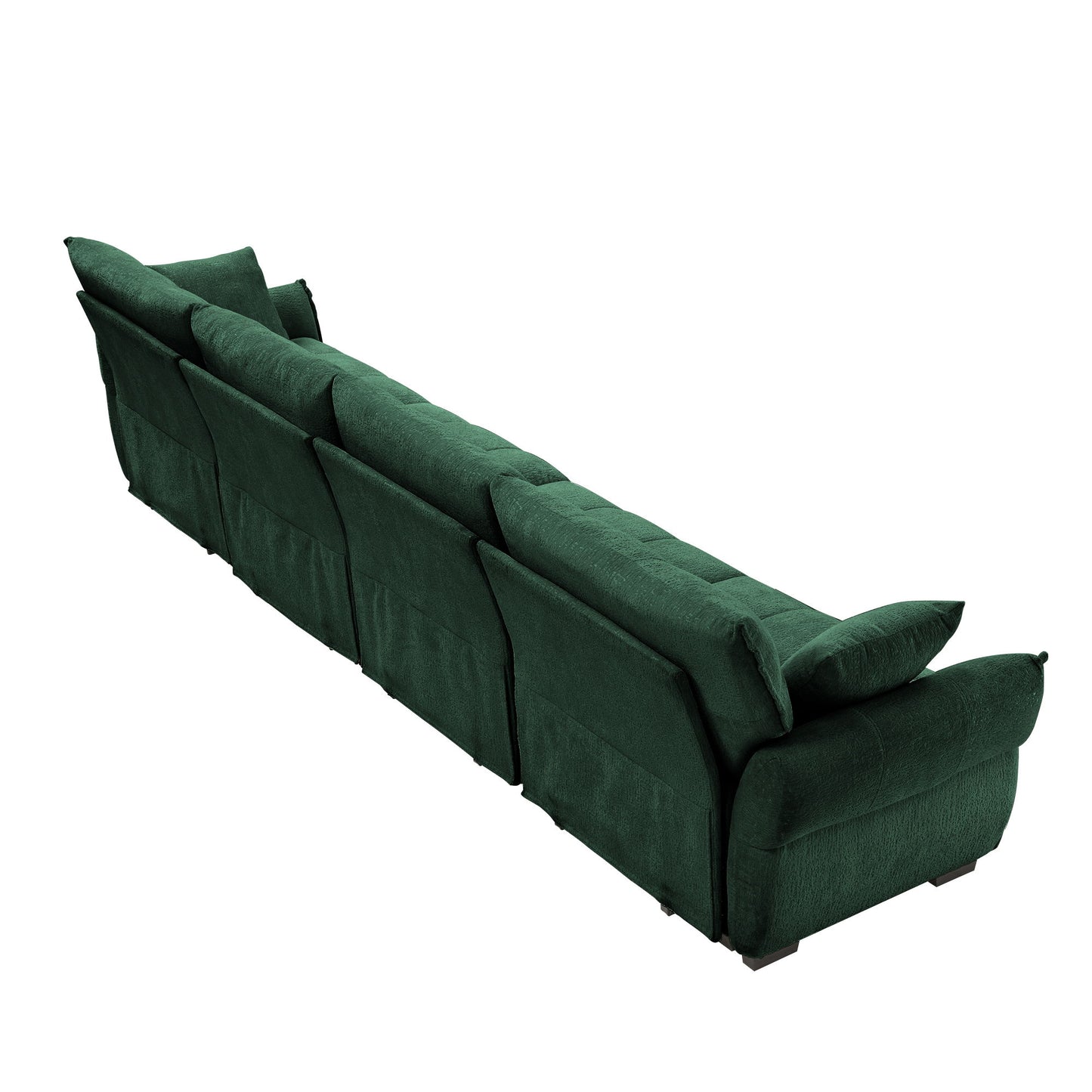 Modern 4 Seater Sofa With Solid Wood Frame, High Resilience Cushions - Premium Green