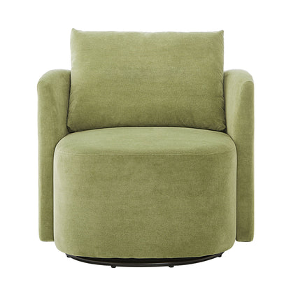 360ÔøΩÔøΩ Swivel Chair, Accent Barrel Armchair, Upholstered With Curved Design - Green