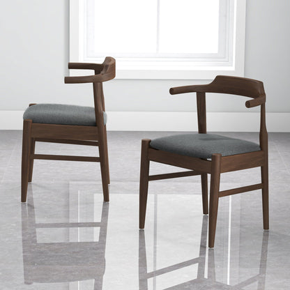 Leon - Mid-Century Modern Dining Chair (Set of 2) - Brown / Light Gray