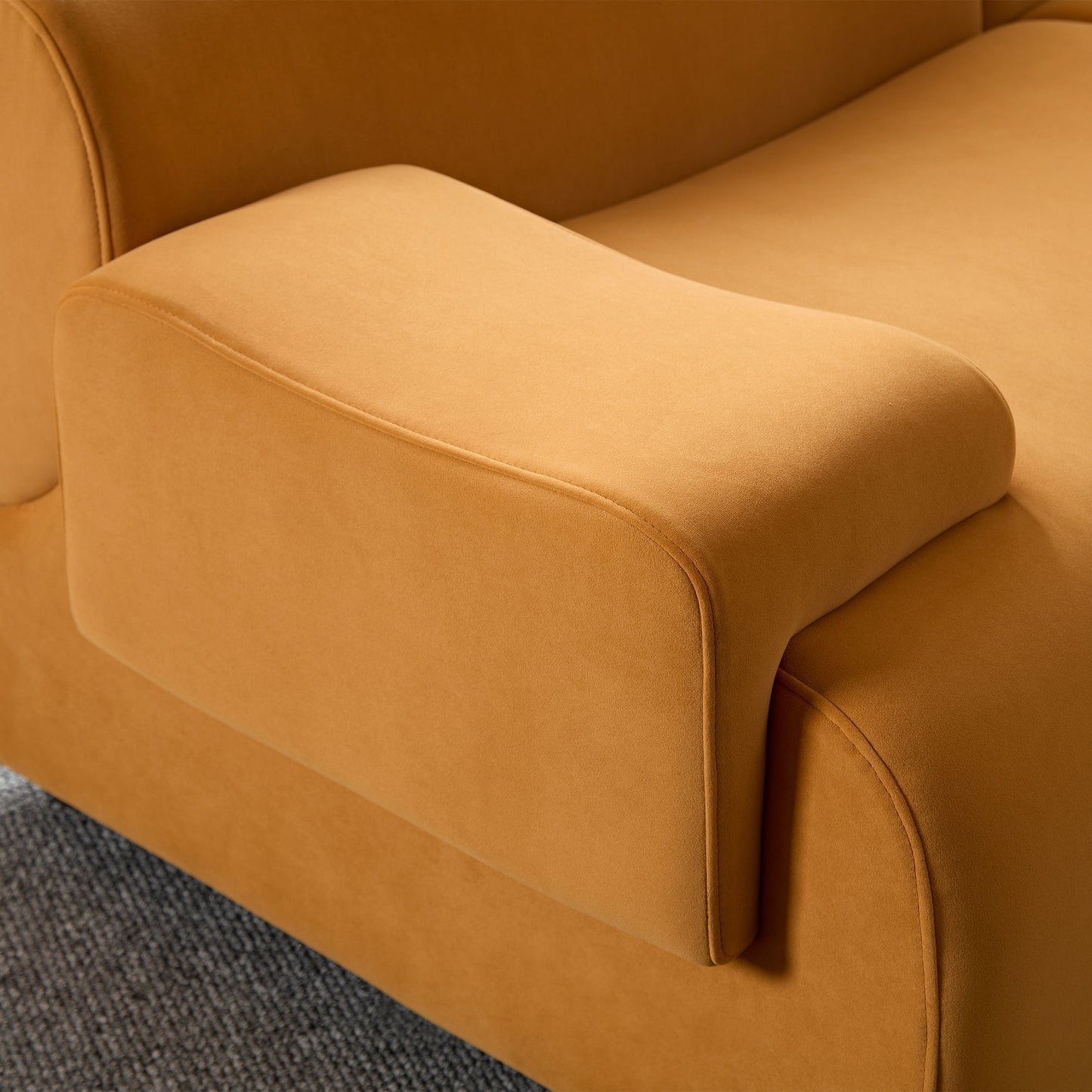 Sectional Sofa With Durable Fabric And High Density Sponge, Solid Wood Frame, 4 Seats - Orange