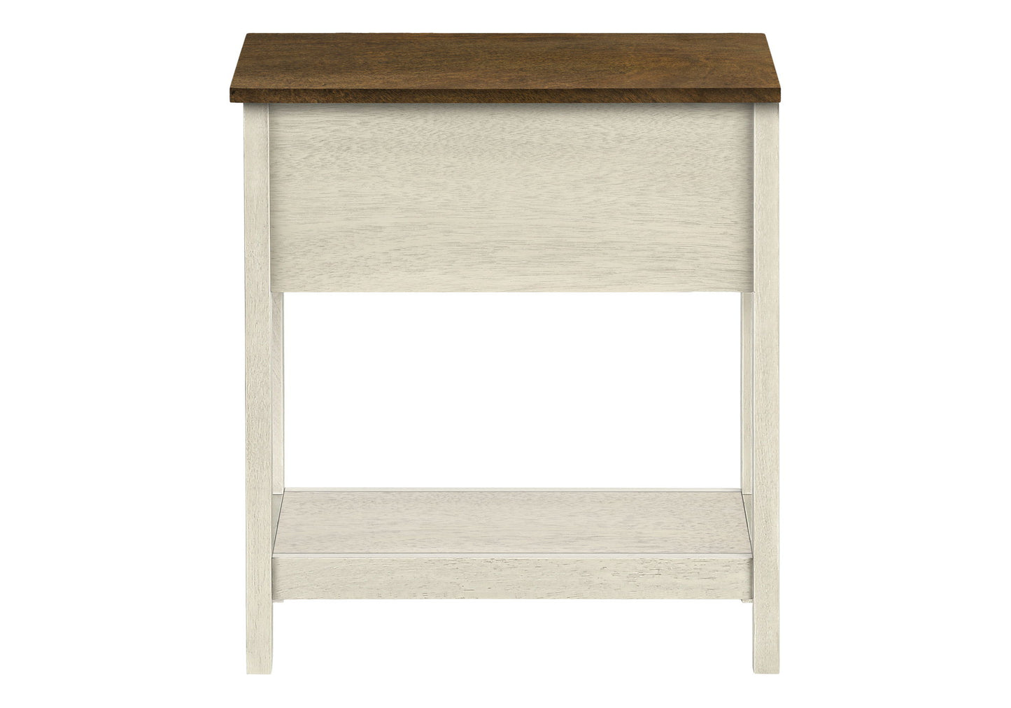 Accent End Table, 2 Tier, Narrow, Lamp, Storage Drawer, Transitional - White