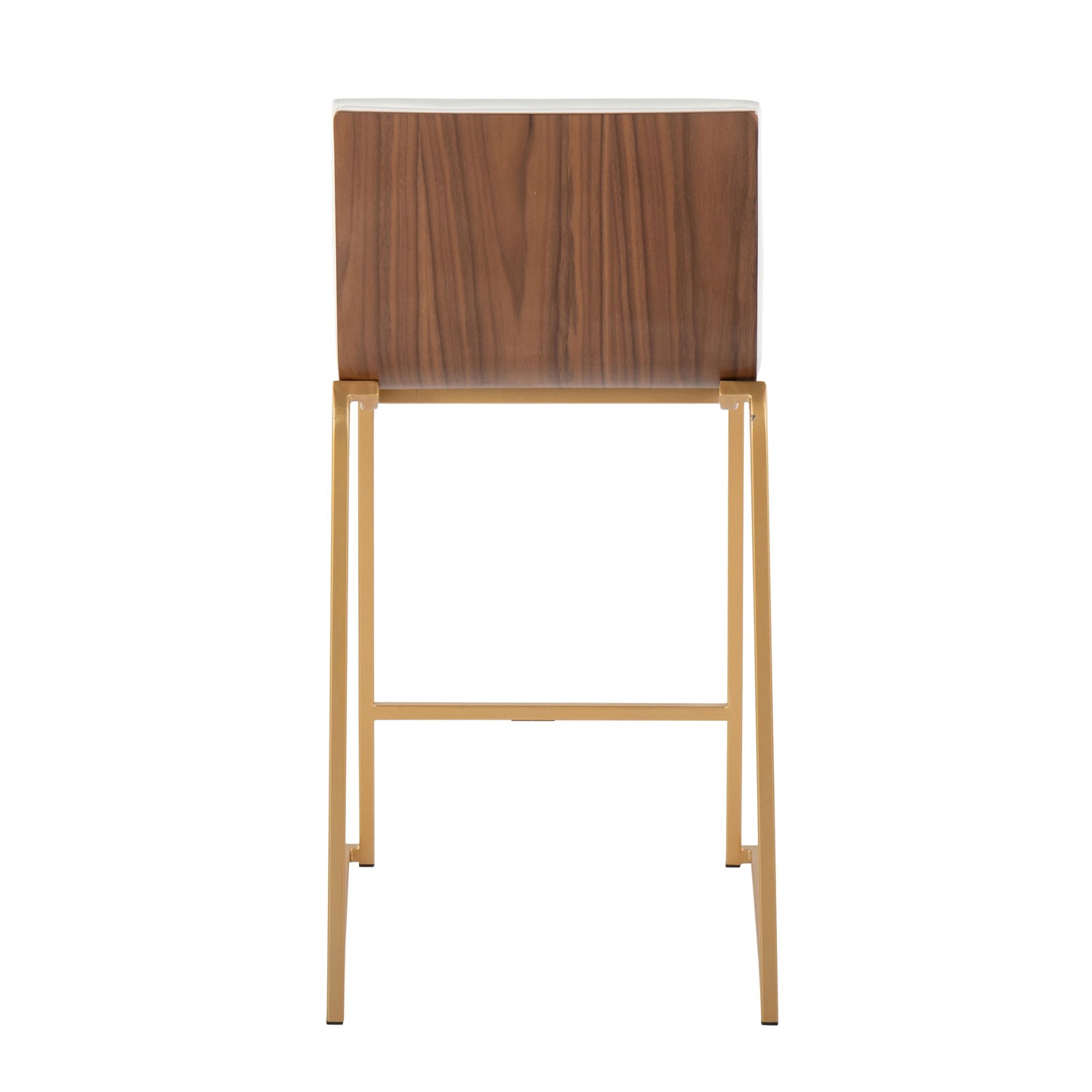 Mason Mara - Contemporary Fixed Height Counter Stool (Set of 2) - Gold / Walnut / White