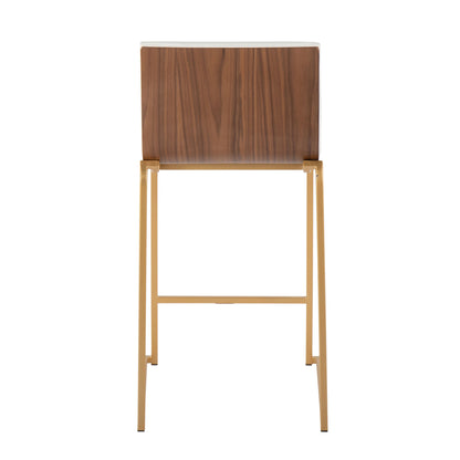 Mason Mara - Contemporary Fixed Height Counter Stool (Set of 2) - Gold / Walnut / White