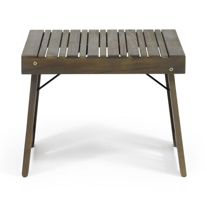 Temptation - Outdoor Foldable Side Table With Slat Design - Gray