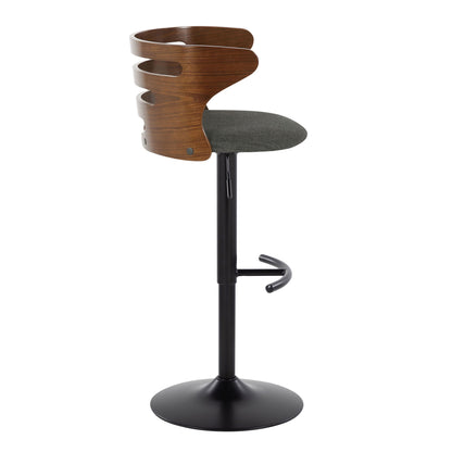 Cosi - Mid-Century Modern Adjustable Barstool With Swivel With Rounded T Footrest (Set of 2) - Black / Walnut / Charcoal