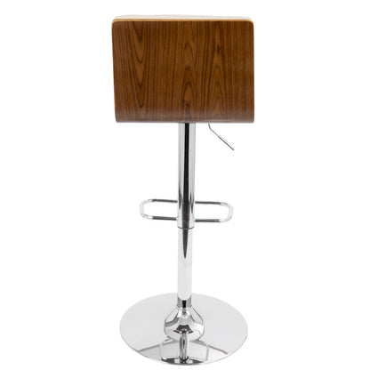 Vasari - Mid-Century Modern Adjustable Barstool With Swivel - Walnut / Cream