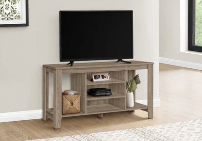 TV Stand, Console, Media Entertainment Center, Storage Shelves - Taupe