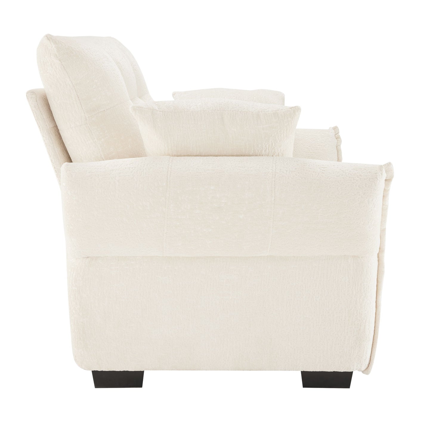 Ergonomic Single Seater Sofa With High Resilience Support Cushions And Throw Pillows, Modern Design - White