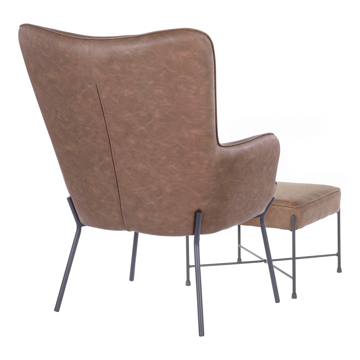 Izzy - Industrial Lounge Chair / Ottoman Set - Black / Espresso