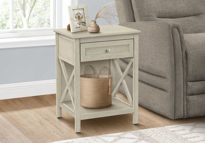 Accent End Table, 2 Tier, Storage Drawer, Transitional - White