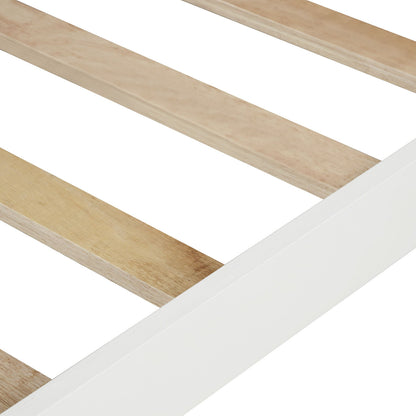 Twin Platform Bed With Slat Support And Headboard And Footboard - White