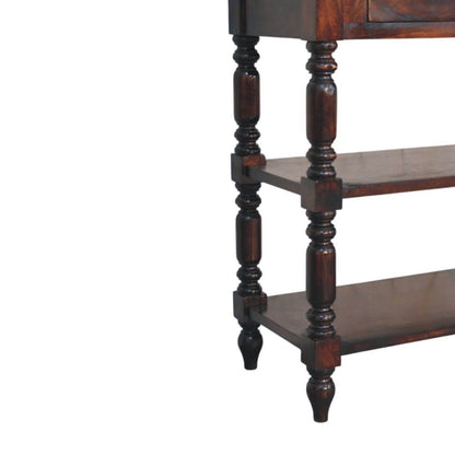 Turned Legs Side Table - Brown