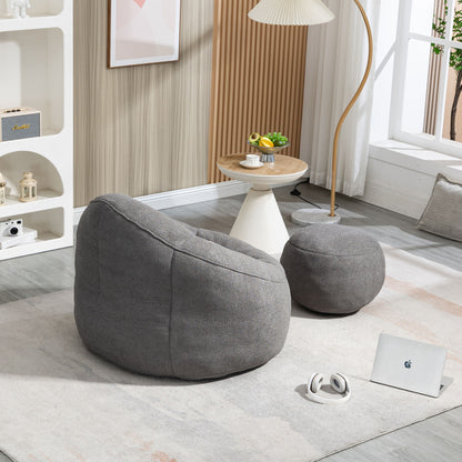 Bedding Bean Bag Sofa Chair High Pressure Foam Bean Bag Chair Adult Material With Padded Foam Padding Compressed Bean Bag With Footrest - Gray