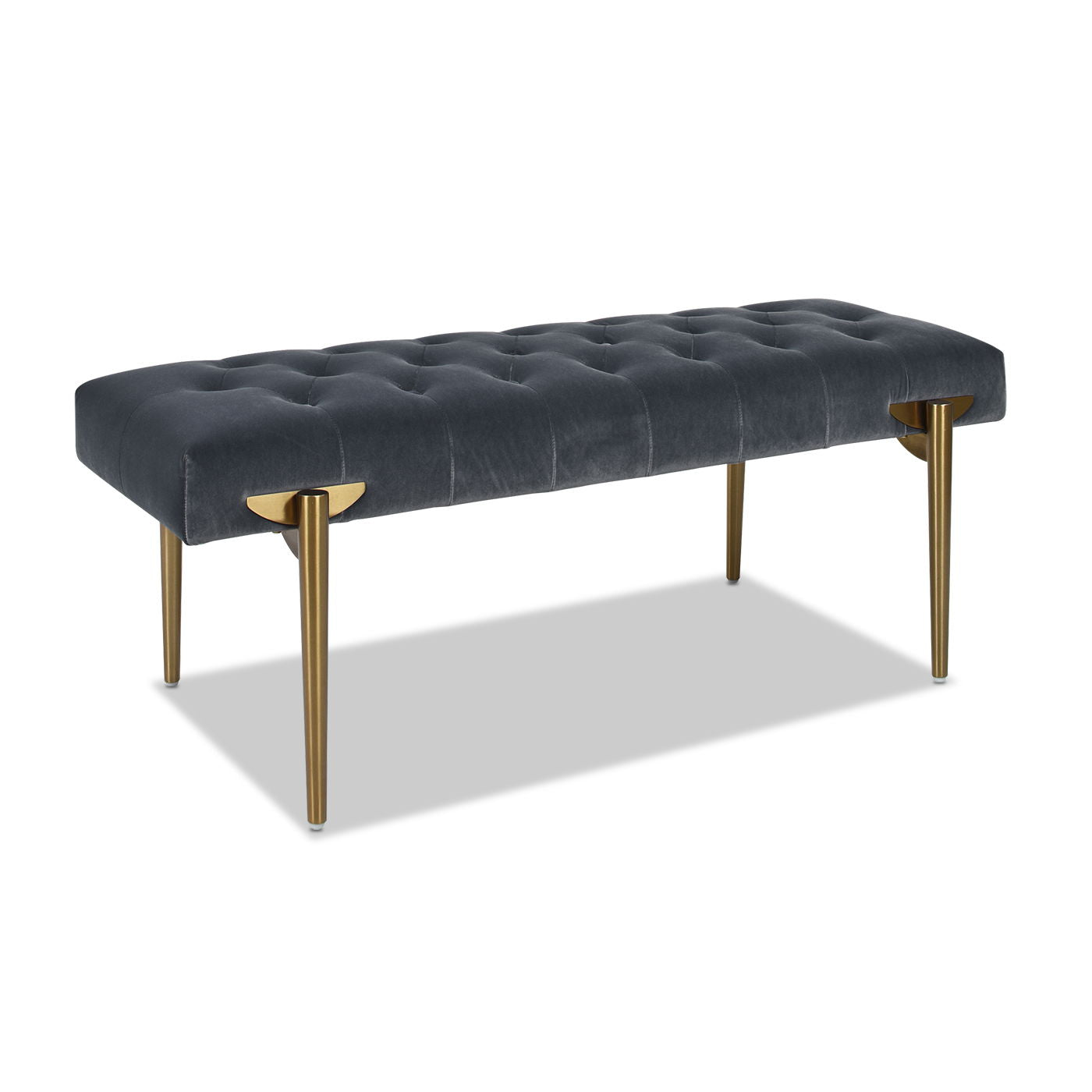 Aria - Upholstered Gold Accent Bench - Gray