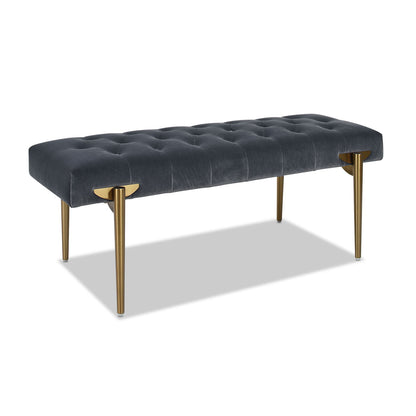 Aria - Upholstered Gold Accent Bench - Gray