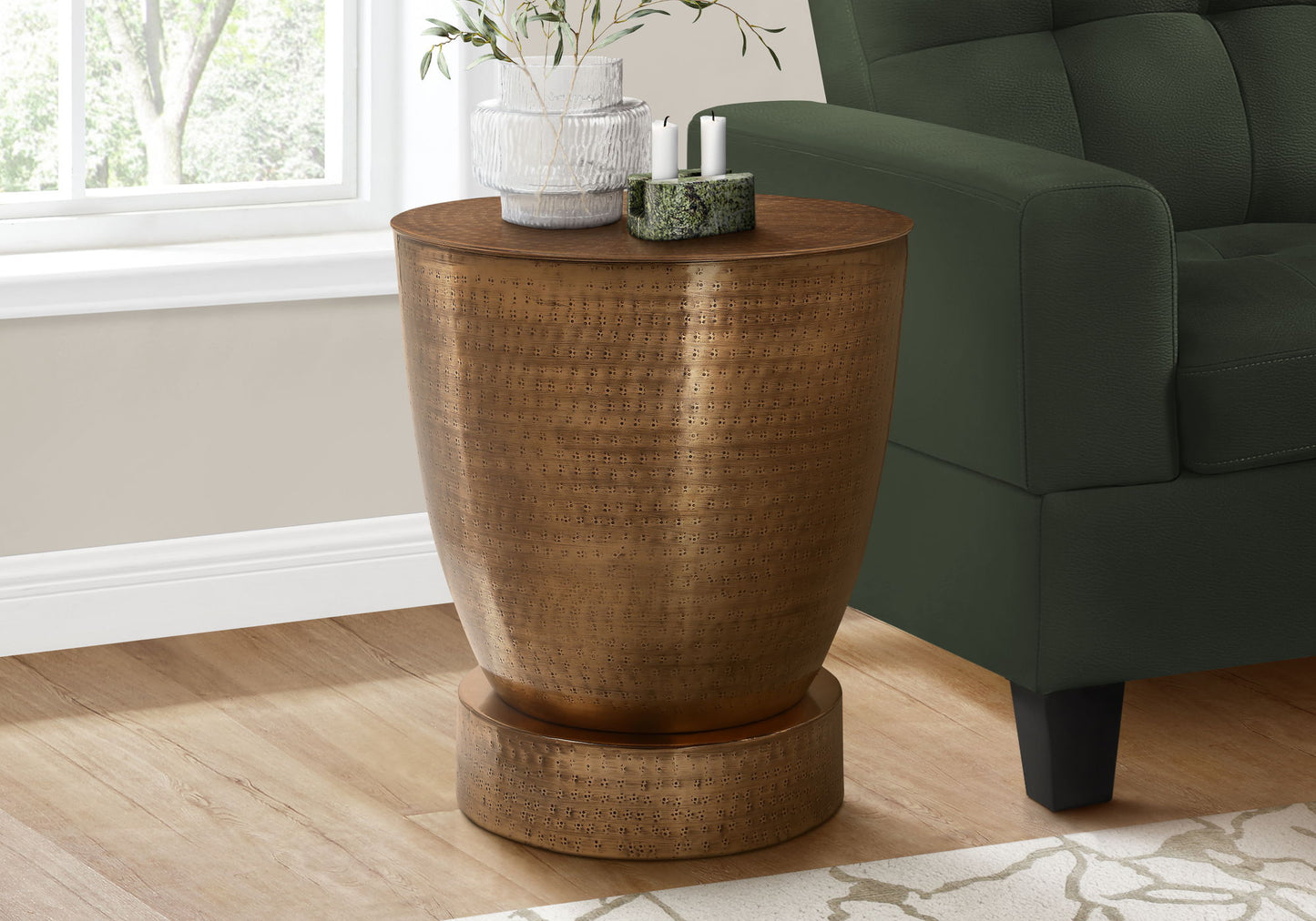 Drum Accent Side Table, Contemporary And Modern - Copper