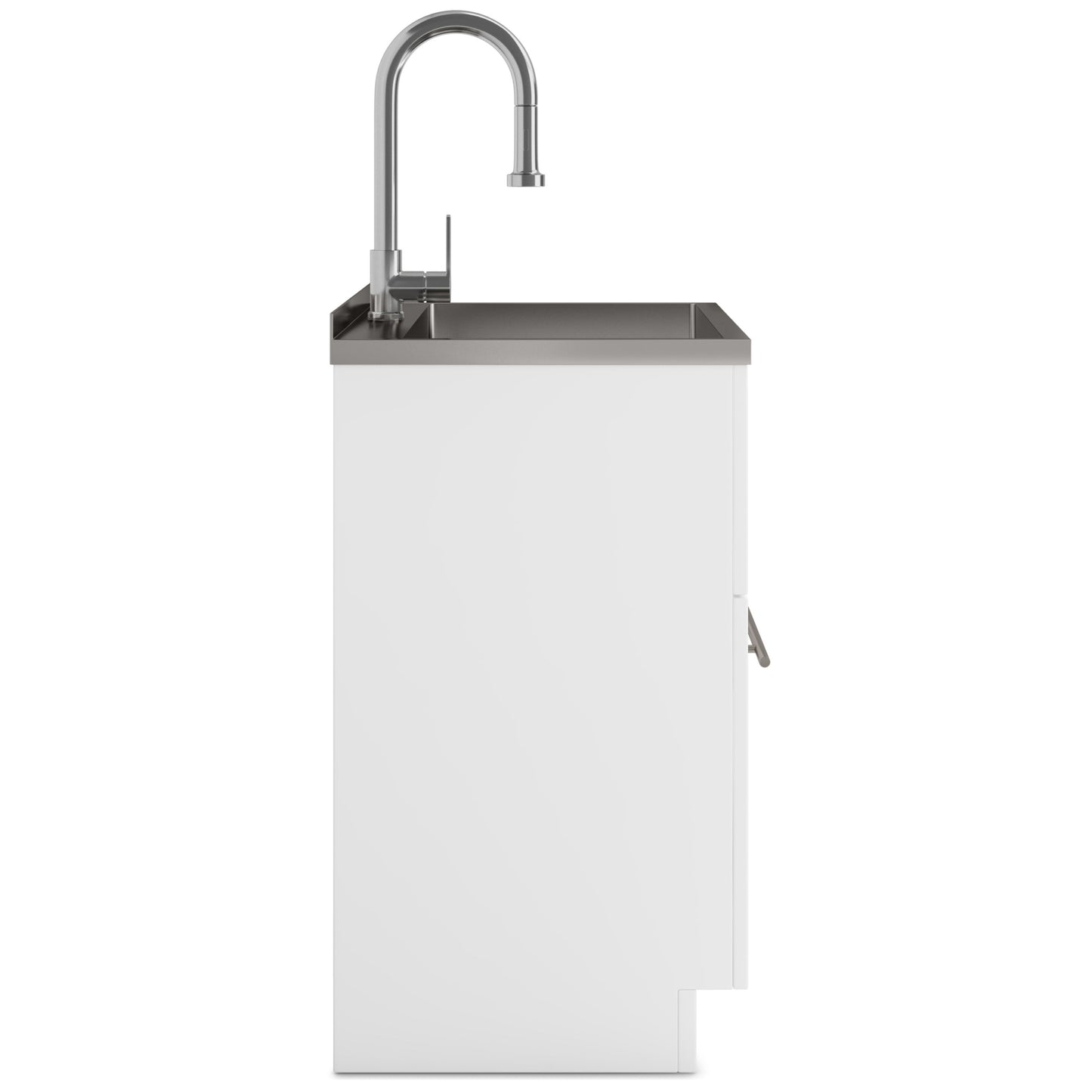 Metro - Laundry Cabinet & Faucet And Stainless Steel Sink - White