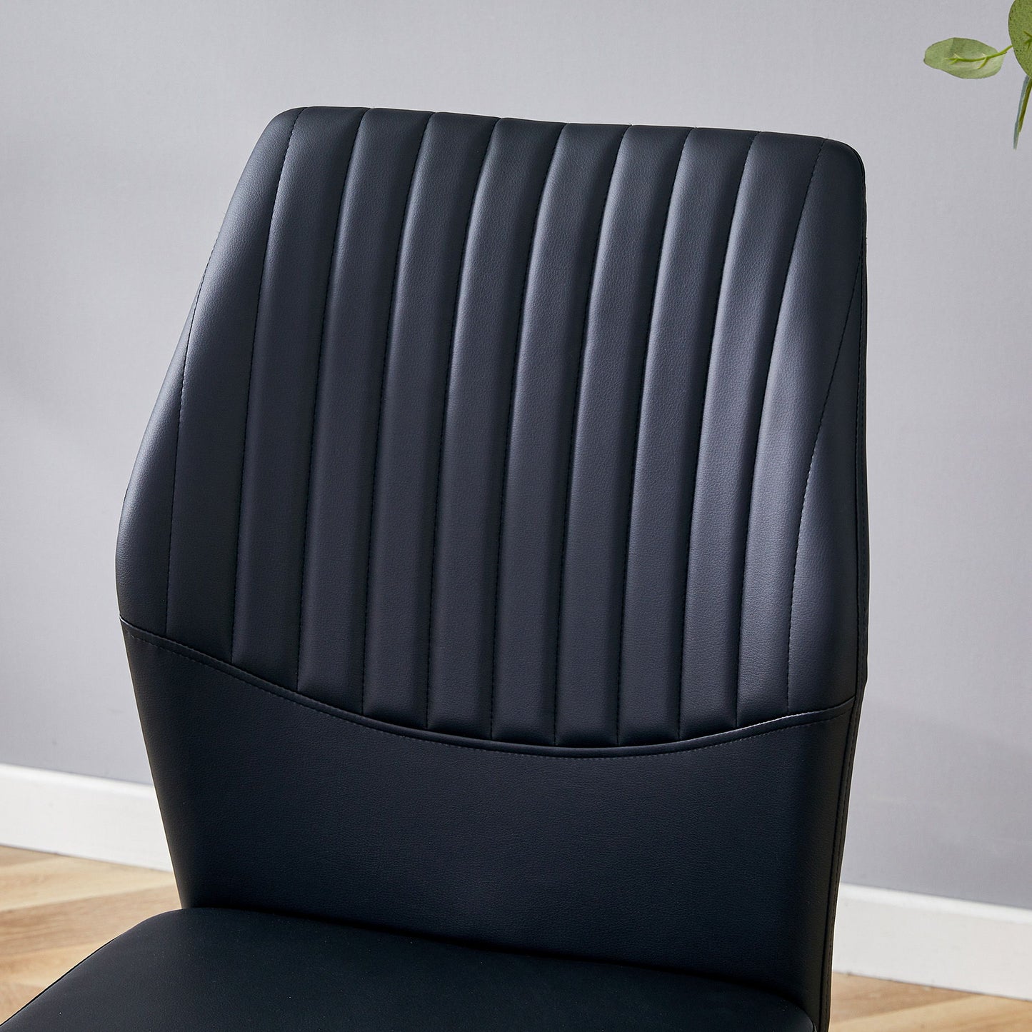 Luxury Simple Chair High Resilience Dining Chair Material With Metal Leg (Set of 6) - Black / Silver