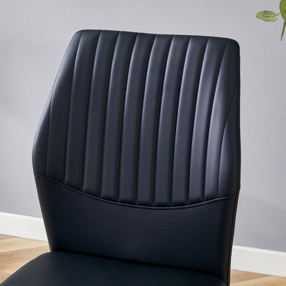 Luxury Simple Chair High Resilience Dining Chair Material With Metal Leg (Set of 6) - Black / Silver