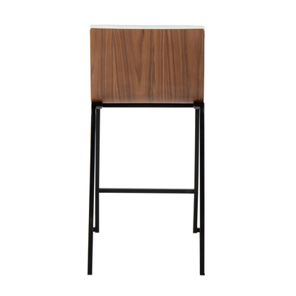 Mason Mara - Contemporary Fixed Height Counter Stool (Set of 2) - Black / Walnut / White
