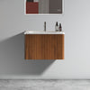 Etna - Striped Bathroom Vanity With Ceramic Sink, Wall Mounted Floating Bathroom Vanity For Modern Bathroom - White / Walnut