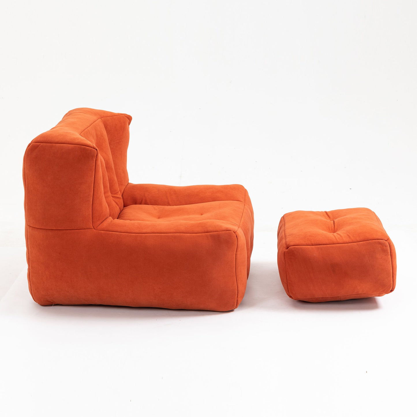 Fluffy Bean Bag Chair, Comfortable Bean Bag For Adults And Children, Super Soft Lazy Sofa Chair With Memory Foam And Ottoman, Indoor Modern Focus Bean Bag Chair For Living Room, Bedroom, Apartment - Red
