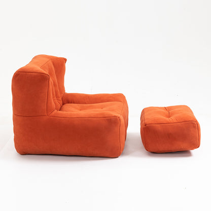 Fluffy Bean Bag Chair, Comfortable Bean Bag For Adults And Children, Super Soft Lazy Sofa Chair With Memory Foam And Ottoman, Indoor Modern Focus Bean Bag Chair For Living Room, Bedroom, Apartment - Red