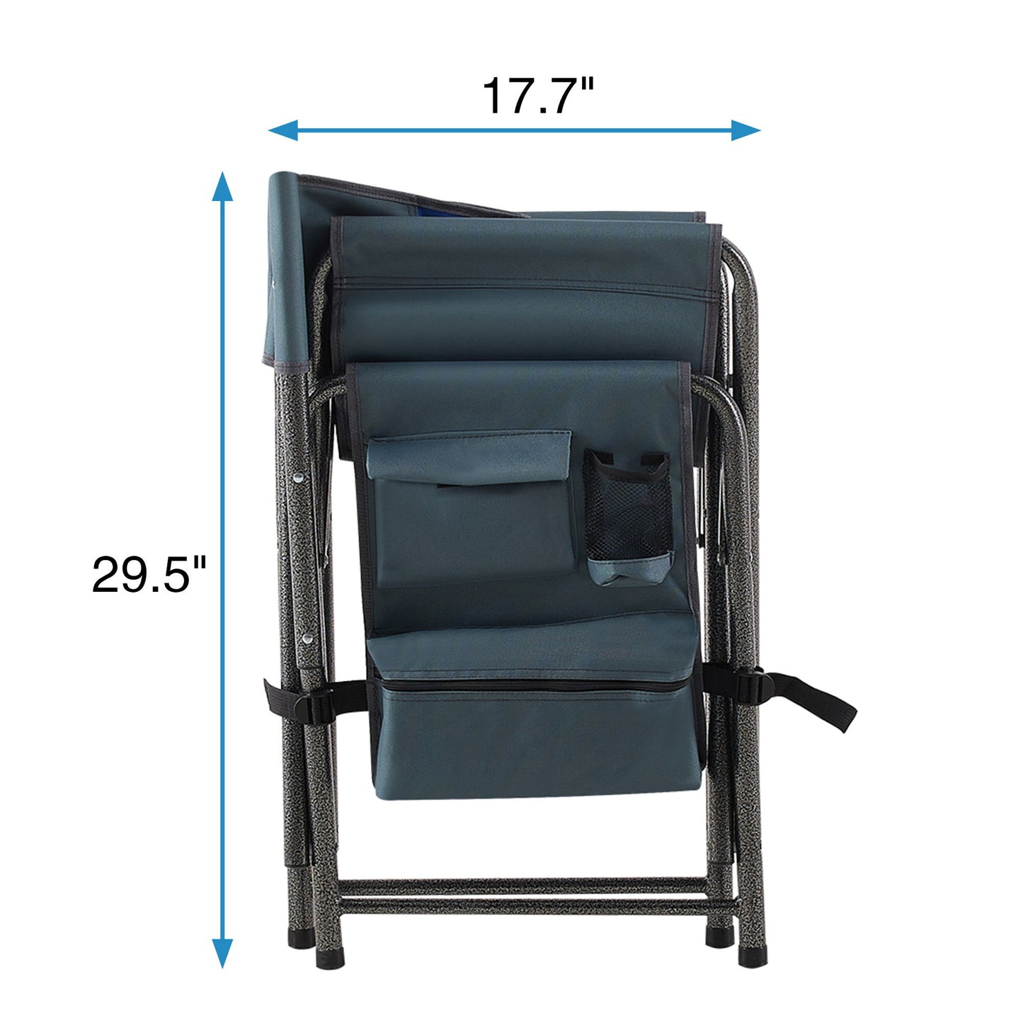 Padded Folding Outdoor Chairs With Storage Pockets (Set of 2), Lightweight Oversized Directors Chair For Indoor, Outdoor Camping, Picnics And Fishing - Blue / Gray