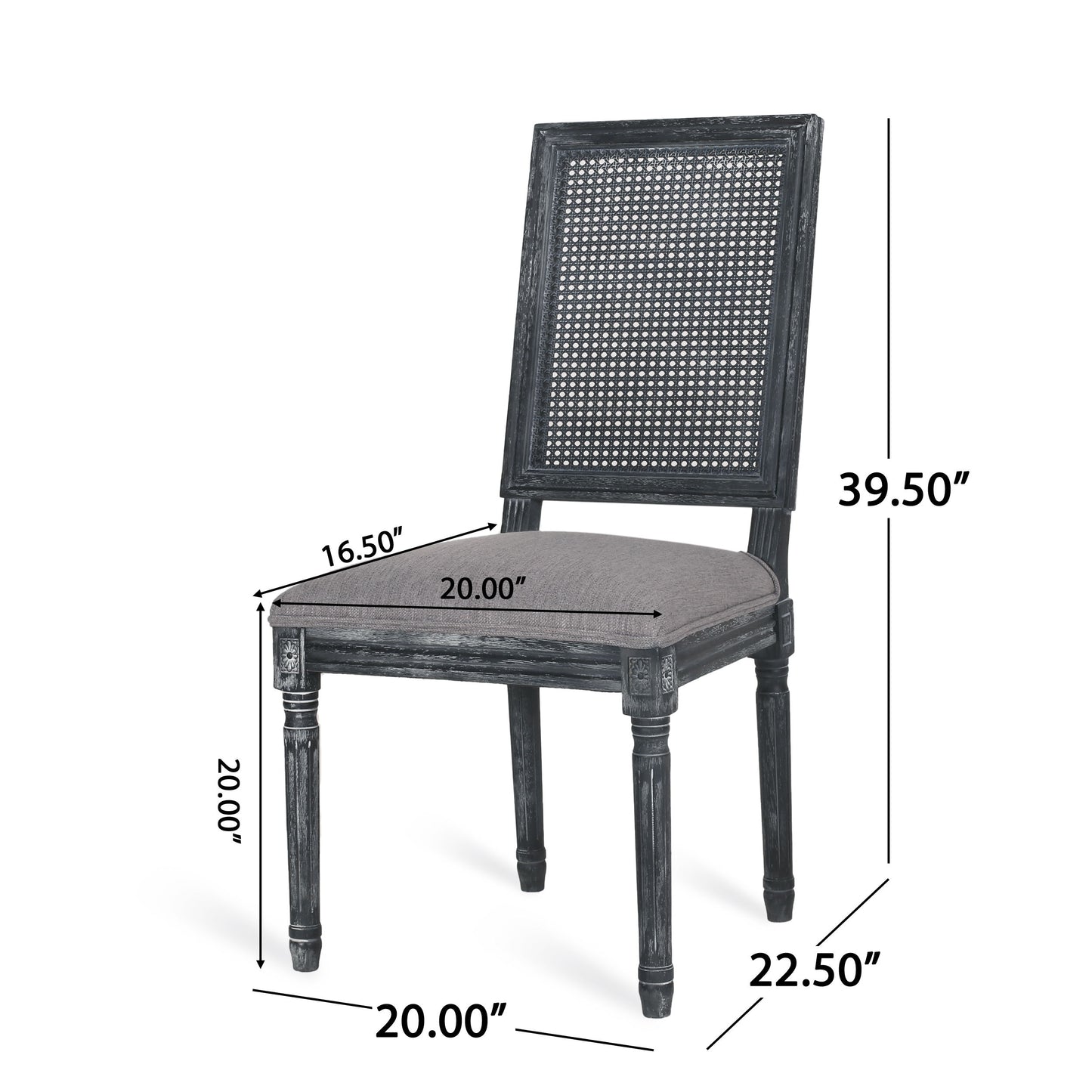 French Country Dining Chair Set With Upholstered Seats And Weathered - Gray