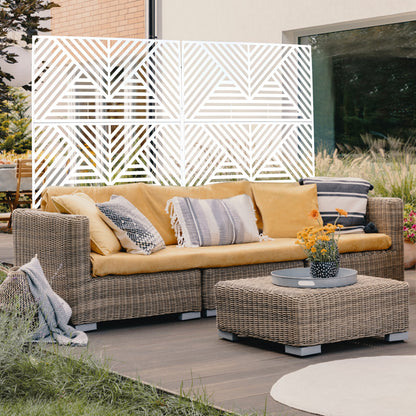 Outdoor & Indoor Privacy Screen Metal Privacy Screen, Freestanding Decorative Privacy Screen For Deck Balcony Patio, Privacy Fence Panels - White
