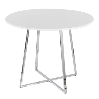 Cosmo - Canary Contemporary Dining Table - Chrome / White