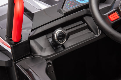 12V7A*2 30W*4 Four-Wheel Drive Leather Seat One Button Start, Forward And Backward, High And Low Speed, Music, Front Light, Power Display, Two Doors Can Open, 2.4G R / C, Seat Belt Four Wheel Absorber - Black