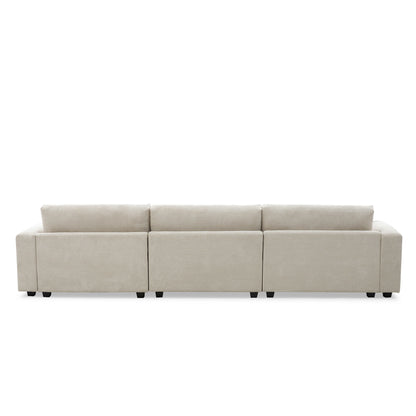 Oversized Sectional L Shaped Cloud Couch With USB Charging Port Cup Holder Deep And Wide Seat Sofa With Chaise Comfy - Beige