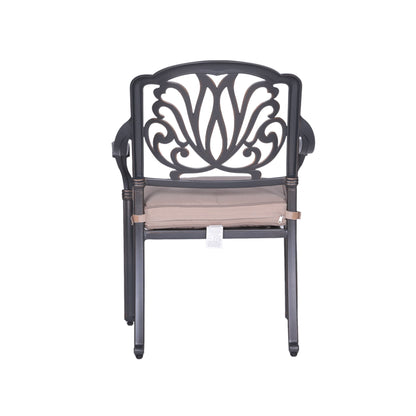 Patio Outdoor Aluminum Dining Armchair With Cushion (Set of 2) - Spectrum Sand