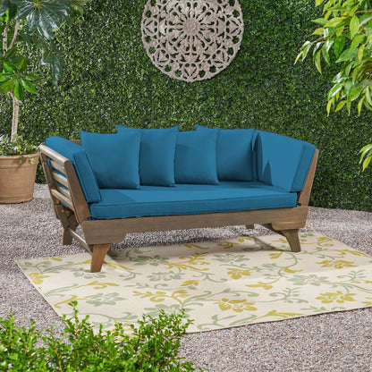 Ottavio - Convertible Sofa Daybed With Water Resistant Cushions - Gray / Teal