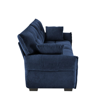 Modern Premium 2 Seater Sofa Ergonomic Design With High Resilience Foam Cushions - Blue
