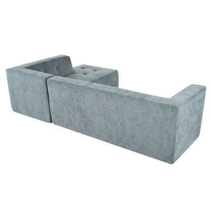 Modular Combination Living Room Sofa Set, Modern Minimalist Sofa, Living Room Upholstered Sofa Bed, Bedroom, 2 Pieces Computer Free Combination, L - Shaped - Light Gray