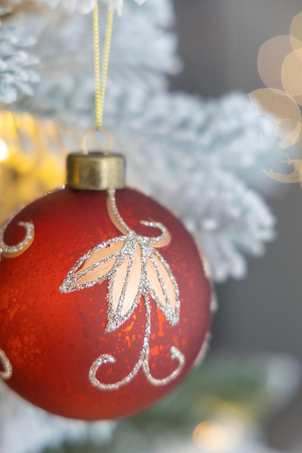 Christmas Ball Ornaments, Glass Decorative Hanging Ball Christmas Tree Ornaments For Holiday Party Decorations (Set of 12) - Red