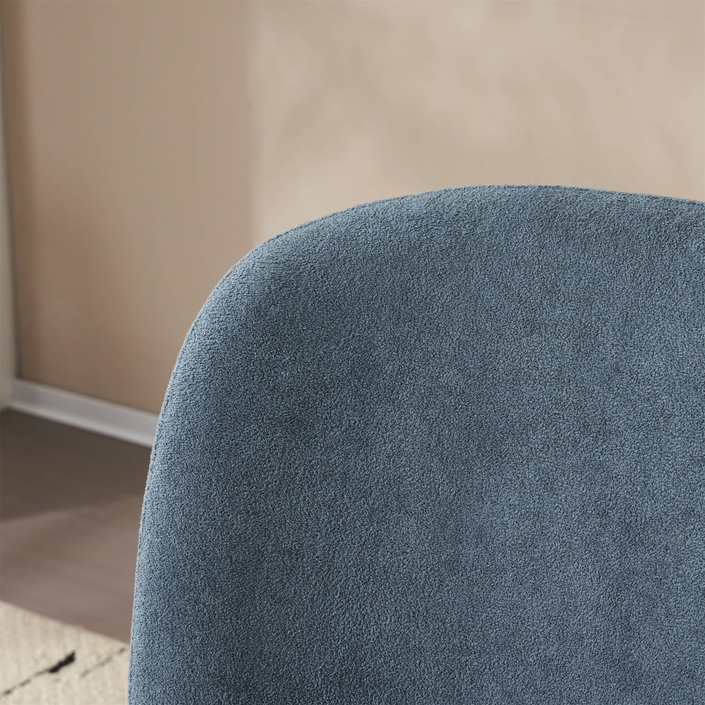 Modern Low Back Accent Chair, Upholstered Armless Living Room Chairs, Round Pine Wood Feet, For Small Living Spaces, Living Room - Blue
