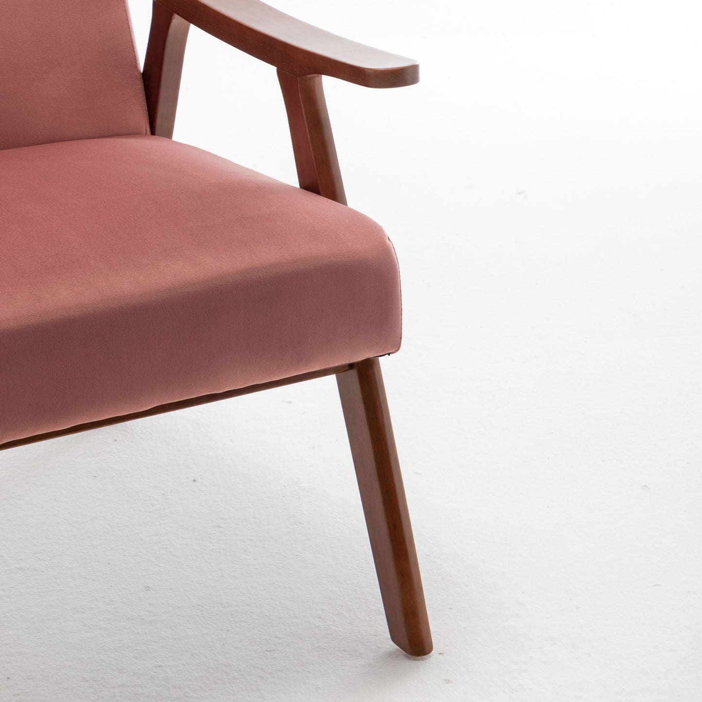 Mid Century Modern Wingback Accent Chair With Solid Wood Frame And Extra Thick Backrest - Lounge Chair For Living Room, Bedroom, Or Reading Room - Pink