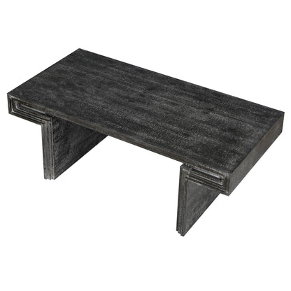 American Vintage Industrial Coffee Table, Premium Reclaimed Wood Texture, Double Tier Structure - Antique Black
