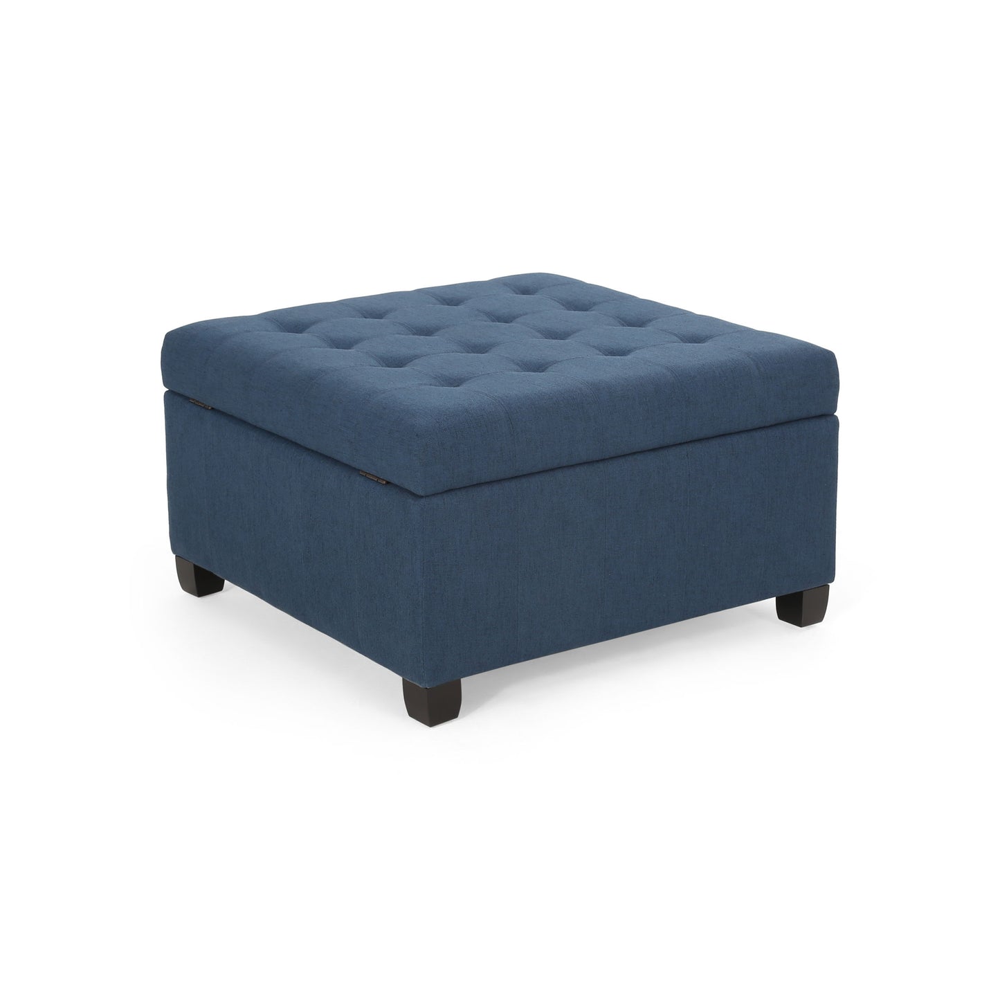 Isabella - Elegant Ottoman With Storage Functionality - Navy Blue Fabric
