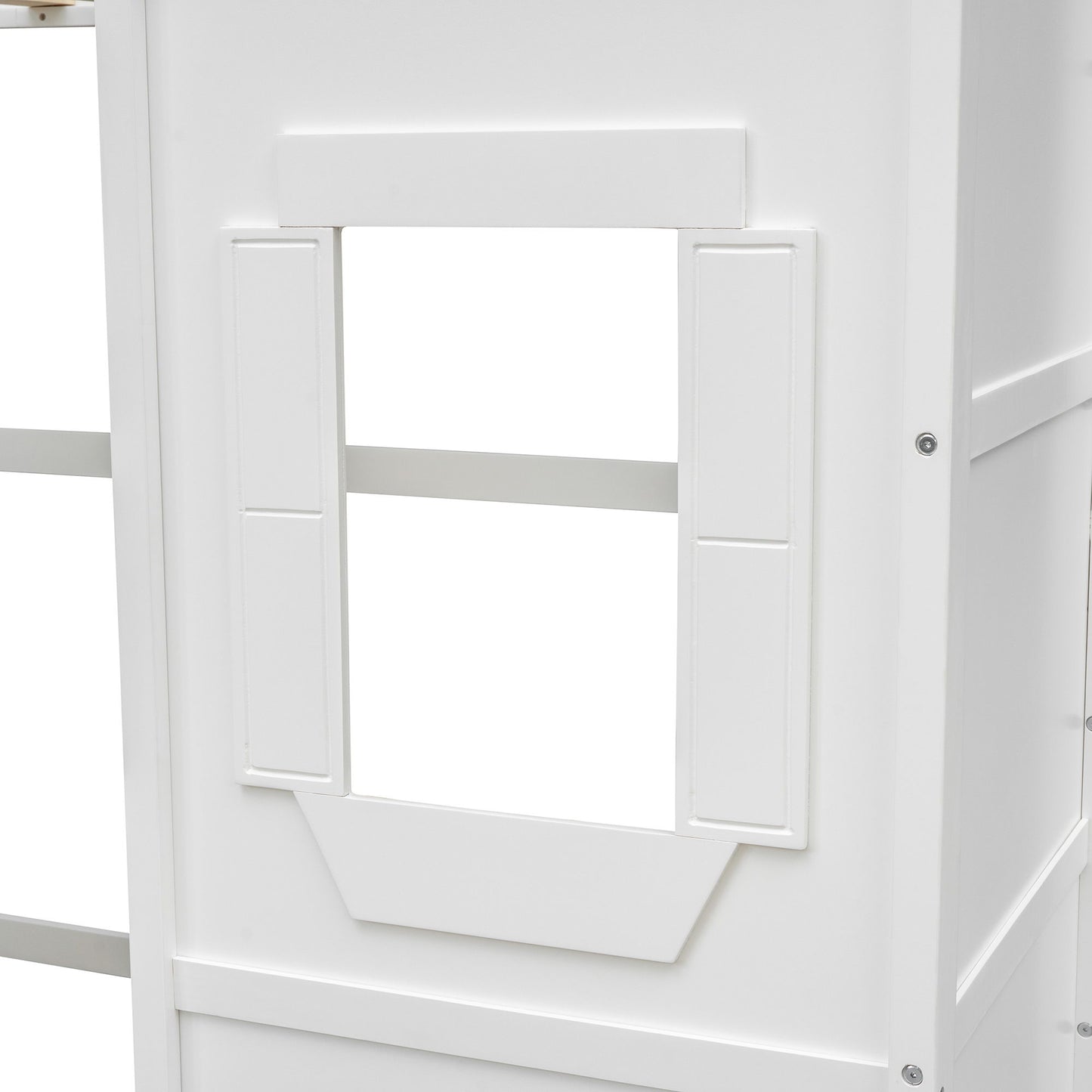 Twin Size House Loft Bed With Ladder - White