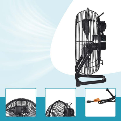 3 Speed High Velocity Industrial Heavy Duty Metal Floor Fan With Tilting Head, For Outdoor / Indoor Use - Black