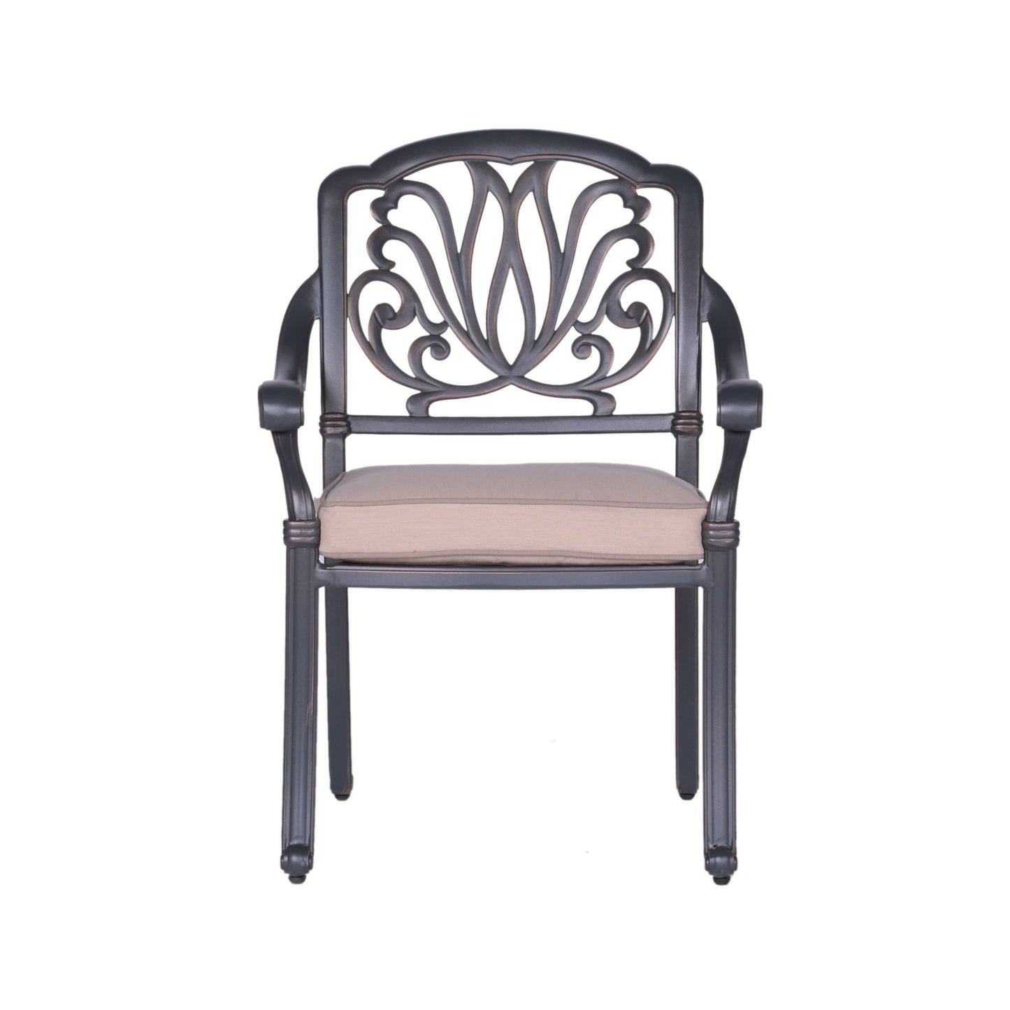 Patio Outdoor Aluminum Dining Armchair With Cushion (Set of 2) - Spectrum Sand