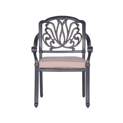 Patio Outdoor Aluminum Dining Armchair With Cushion (Set of 2) - Spectrum Sand