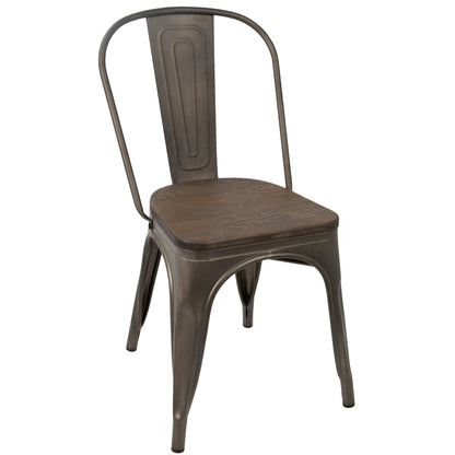Oregon - Industrial / Farmhouse Stackable Dining Chair (Set of 2) - Espresso
