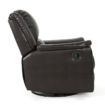 Glider Recliner With Swivel, Manual Reclining Chair - Brown