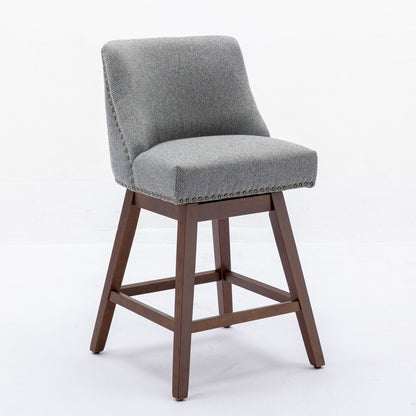 Counter Height Swivel Barstools, 26'' H Seat Height Upholstered Bar Stools (Set of 2), Fabric - Gray